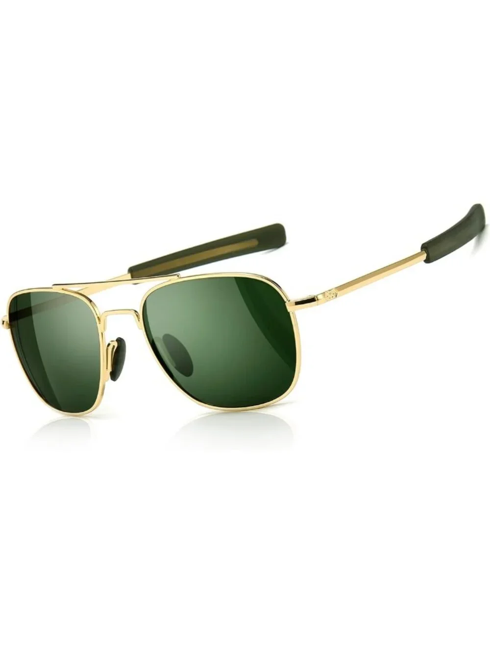 Men's Military Style Polarized Aviator Sunglasses with Bayonet Temples - UV